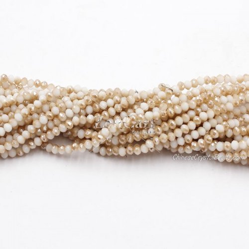 130 beads 3x4mm crystal rondelle beads Opaque white half light