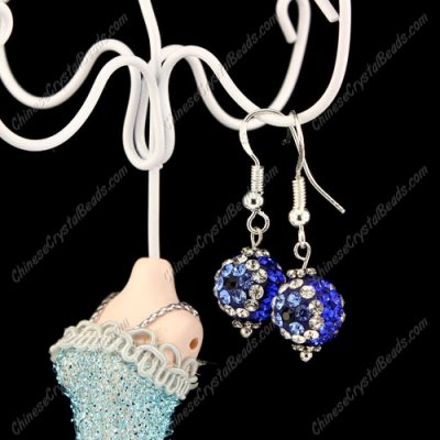 Pave Drop Earrings, 10mm evil eye pave beads, Sapphire, sold 1 pair