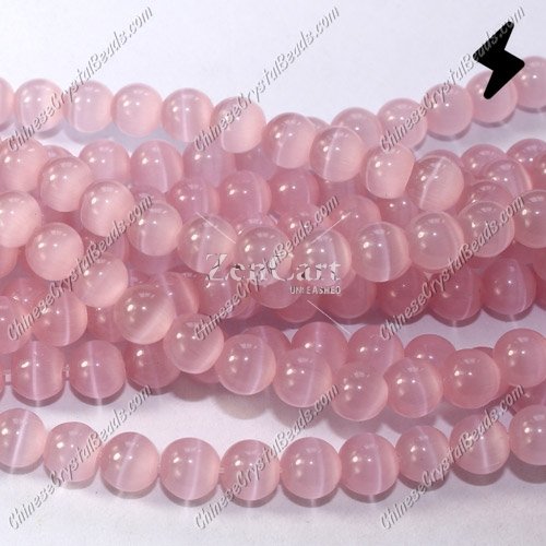 glass cat eyes beads strand, lt-pink, about 15 inch longer