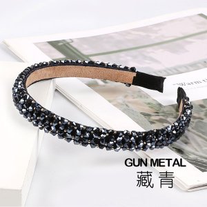 crystal beads tiara headband, gunmetal, 1pc