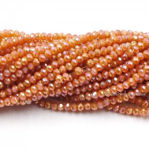10 strands 2x3mm chinese crystal rondelle beads Opaque amber AB about 1700pcs