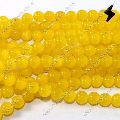 glass cat eyes beads strand, yellow, about 15 inch longer