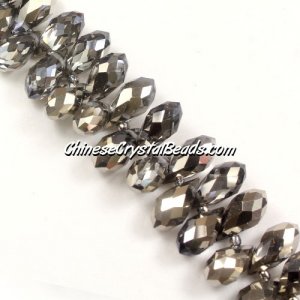 Chinese Crystal Briolette Bead Strand, Half Silver#B, 6x12mm, 20 beads