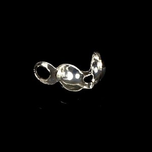 Bead tip, bottom clamp-on, silver-plated Iron, 3.5x7mm, Sold per pkg of 100.