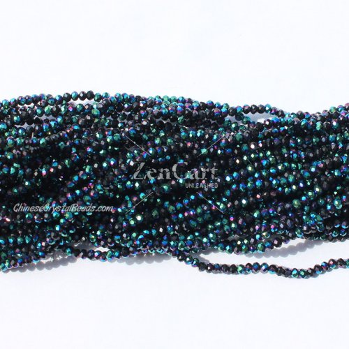 10 strands 2x3mm chinese crystal rondelle beads black half green light j9 about 1700pcs