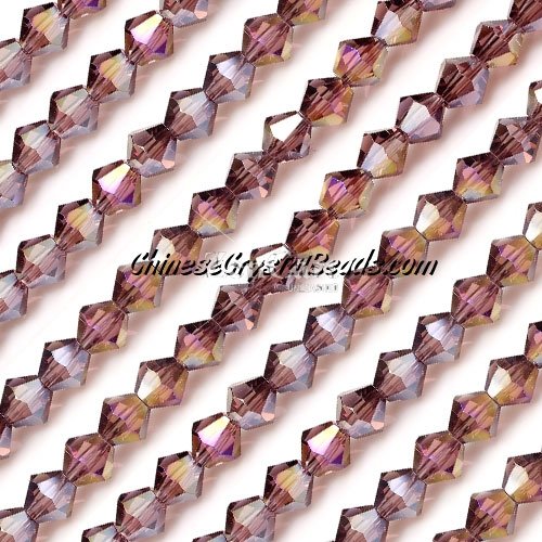 Chinese Crystal Bicone bead strand, 6mm, amethyst AB, about 50 beads