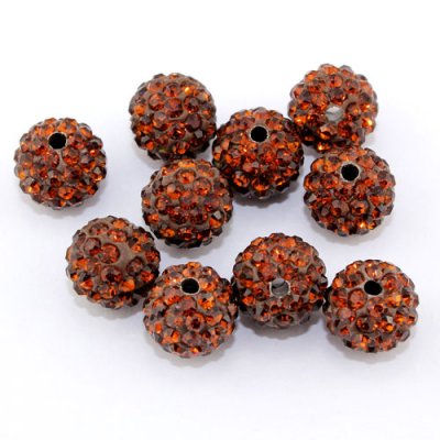 50pcs, 12mm Pave beads, hole: 1.5mm, clay disco beads, coffee