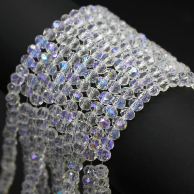 130Pcs 3x4mm Chinese Crystal Rondelle Beads, AAA clear AB
