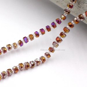 95Pcs 4x6mm angular crystal beads Dark amber AB