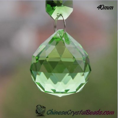 Crystal faceted ball pendant, 40mm, green