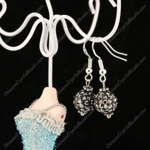 Pave Drop Earrings, silver, 10mm clay disco beads, sold 1 pair