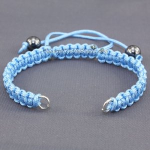 Pave chain, nylon cord, sky blue, wide : 7mm, length:14cm