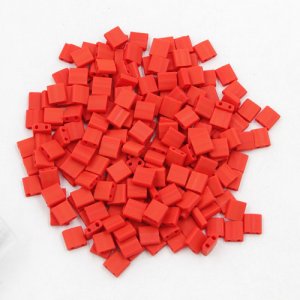 Chinese 5mm Tila Square Bead, opaque red, about 100Pcs