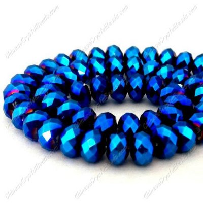 70 pieces 8x10mm Chinese Crystal Rondelle Strand, Metallic Blue