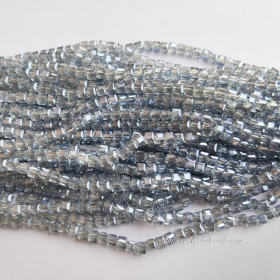 4mm Cube Crystal beads about 95Pcs, blue gray light