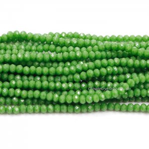 130Pcs 2.5x3.5mm Chinese Crystal Rondelle Beads, Opaque Fern Green