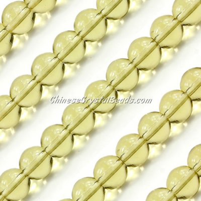 Chinese 10mm Round Glass Beads citrine, hole 1mm, about 33pcs per strand