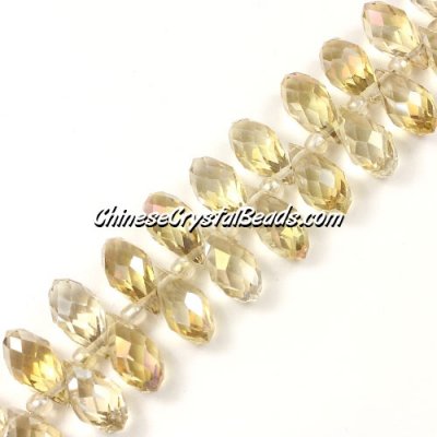 Chinese Crystal Briolette Bead Strand, crystal Reflective yellow light, 6x12mm, 20 beads
