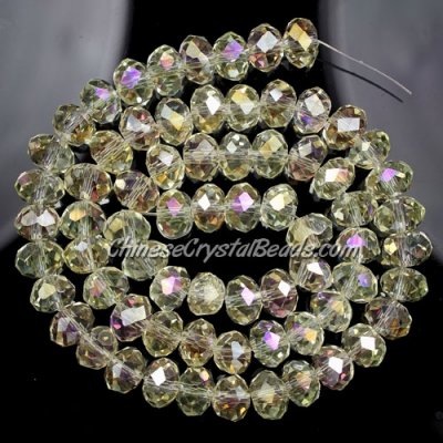 Chinese crystal rondelle beads strand, 6x8mm, yellow light ,about 72 beads