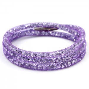 3 laps mesh bracelet, mesh tube wide: 5mm, purple color, 1 piece