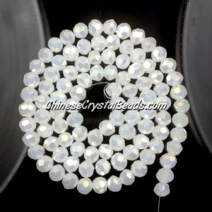 Chinese Crystal 4mm Round Bead Strand, white jade AB, about 100 beads