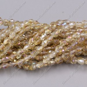 Chinese Crystal Teardrop Beads Strand, #50, 3x5mm, about 100 Beads