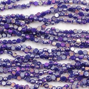 4mm flat round glass crystal beads, opaque sapphire AB, about 140-150pcs