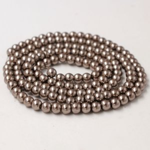 Glass Pearl Beads, Round, lt brown, different size for choice, Hole:Approx 1mm, Length:Approx 32 Inch