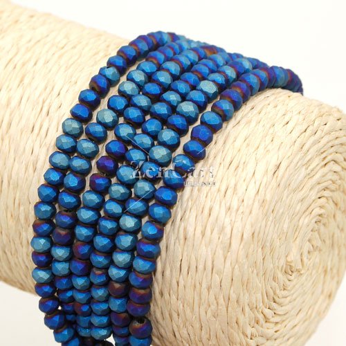 130Pcs 3x4mm Chinese Crystal rondelle beads, Matte blue light