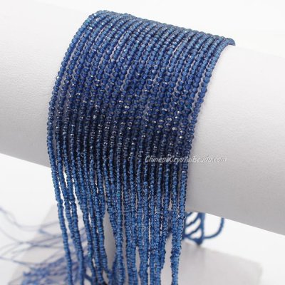 210Pcs 1.5x2mm rondelle crystal beads dark Blue with Polyester thread