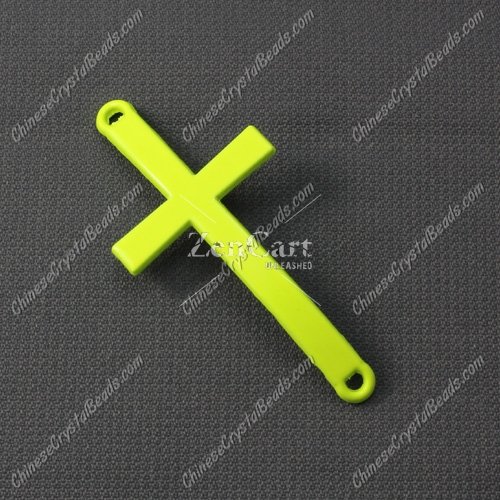Alloy cross pendant, 21x46mm, hole about 2mm, neon color yellow, sold 1pcs