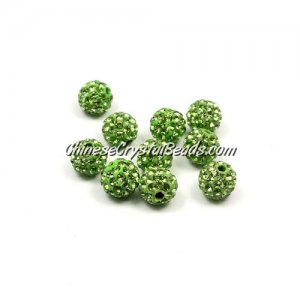 50pcs, 8mm clay Pave beads, hole: 1mm, green