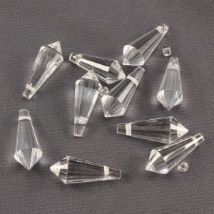 Chinese Crystal Icicle Drop Beads, 8x20mm, 1-hole, clear, sold per pkg of 10 pcs