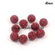 50pcs 10mm Pave clay disco beads, hole: 1.5mm, red