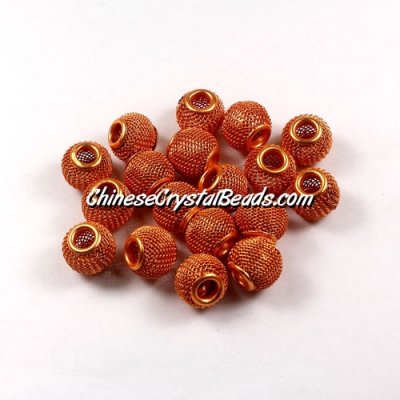 Orange Mesh Bead, Basketball Wives, 12mm, 10 pieces