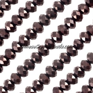 Chinese Crystal Rondelle Strand, 6x8mm, Hematite , about 72 beads