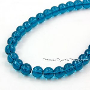 Chinese 8mm Round Glass Beads Blue zircon, hole 1mm, about 42pcs per strand