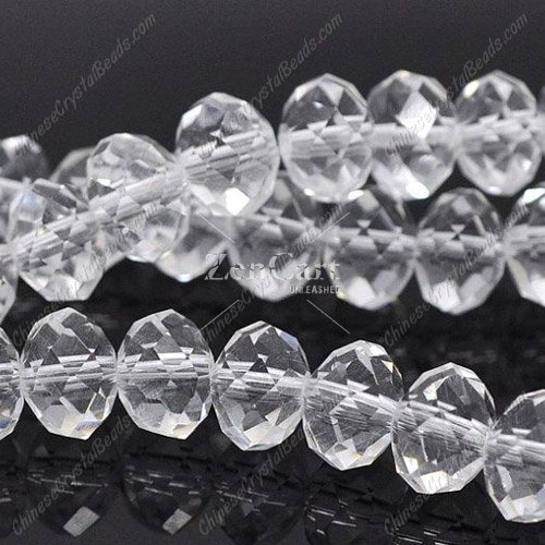 70 pieces 8x10mm Chinese crystal rondelle beads, clear