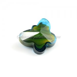 Millefiori Crystal Butterfly Beads, Emerald, 12x14mm , 10 beads