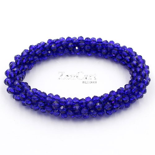 Weave crystal braclet, blue color, 10mm Thickness