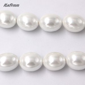 16x19mm oval shell pearl beads, hole 1mm, 15 inch, 21 pieces