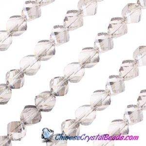 10mm Chinese Crystal Helix Bead Strand, Silver shade, 20 beads