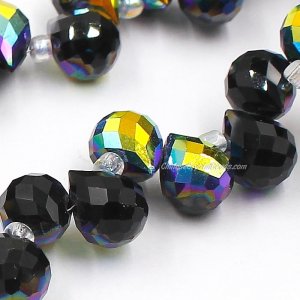 98 beads 8mm Strawberry Crystal Beads, black new AB