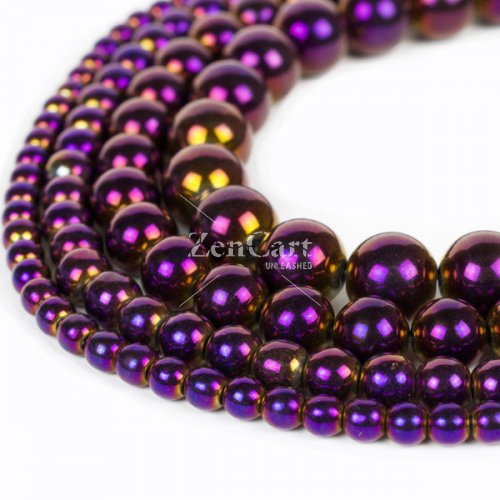 Purple Metallic Hematite Beads 4mm 6mm 8mm 10mm 12mm Loose Gemstone Round 15 Inch