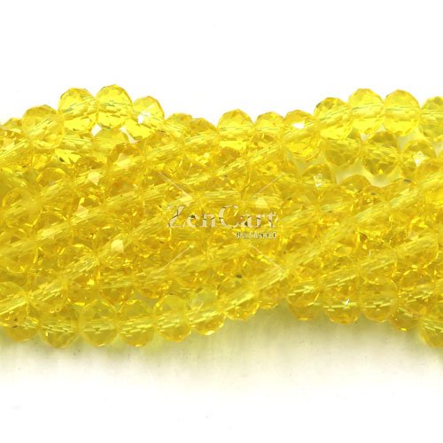 4x6mm lemon crystal rondelle beads about 95 beads