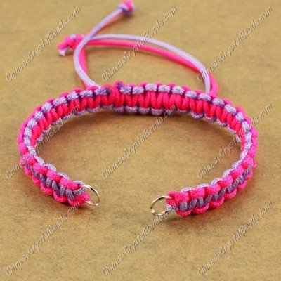 Pave chain, nylon cord, neon fuchsia and lt-violet, wide : 7mm, length:14cm