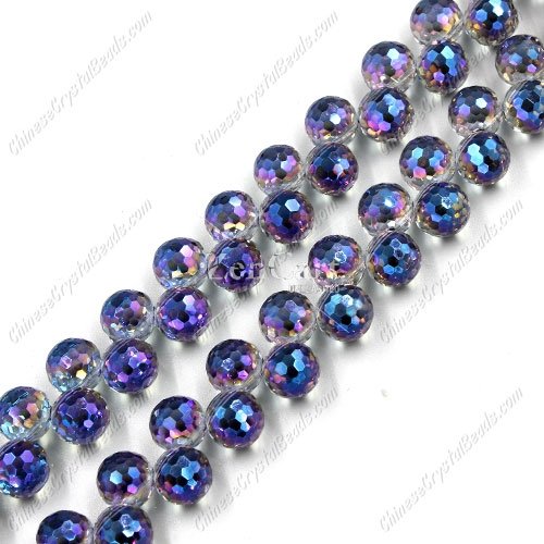 20pcs Crystal round drop beads, blue light, hole: 1mm