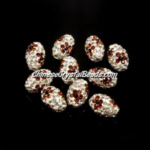 Oval Pave Beads, 9x13mm, Clay, flower, #06, sold per 10pcs bag