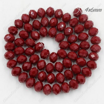 4x6mm Dark Red Velvet Chinese Crystal Rondelle Beads about 95 beads