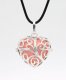 heart shape harmony ball necklace Mexican bola ball angel caller, silver plated brass, 1pc